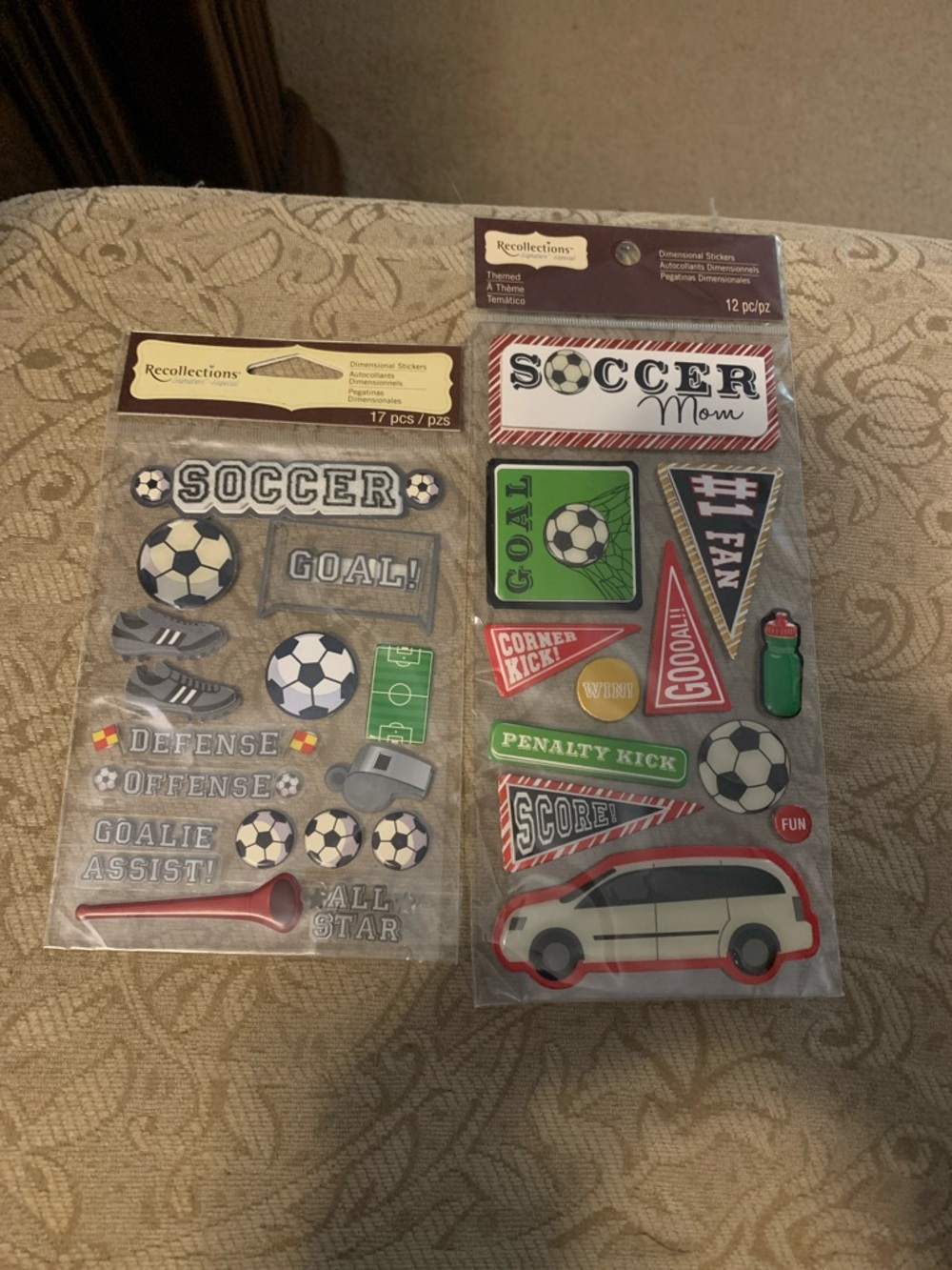 Recollections Soccer Dimensional Sticker Sets - Black, White, Green, Red